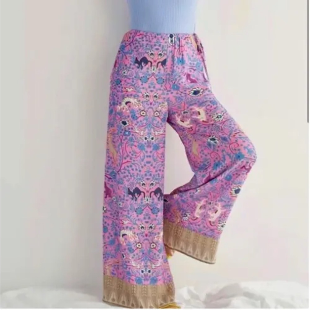 NWT Anthropologie Plenty by Tracy Reese wide leg “fantasy forest” pant - Picture 7 of 7